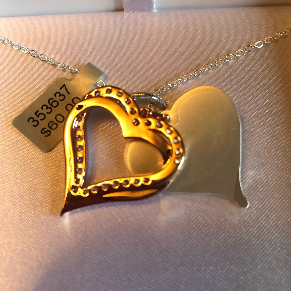 You & me: Two brass hearts engrave-able necklace